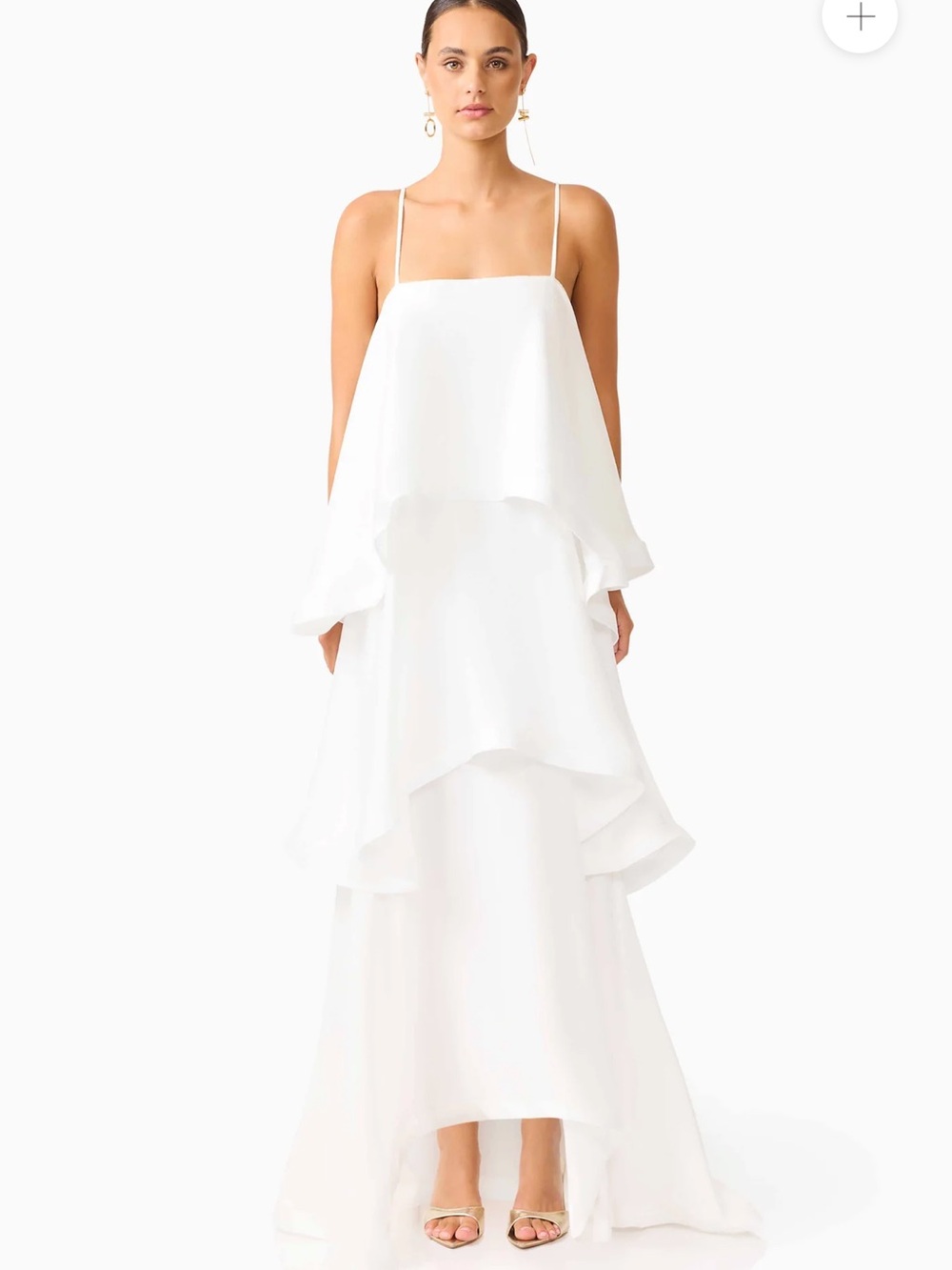 Elliatt White Layered High-Low Spaghetti-Strap Dress